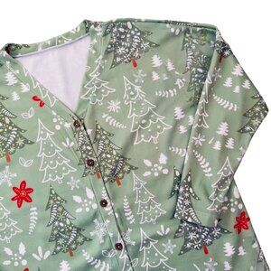 Christmas Tree Cardigan Size XL Green Holiday Button Front Casual Top